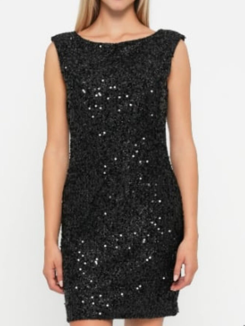 Forever 21 Black Sequins Open Back Mini Dress